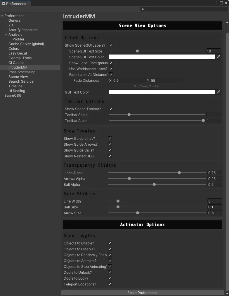 User Settings Screenshot